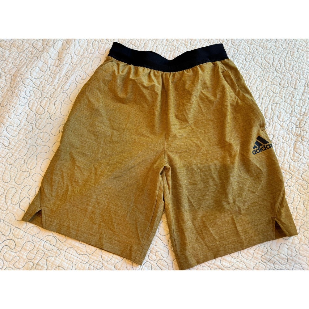 Adidas Mens Training Shorts Mustard Gold Heathered Zip Pockets XS NWOT